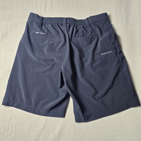 MOSSY OAK Fishing Hydroplex Shorts Men XLARGE Black Polyester Stretch w/ Pockets - Picture 2 of 11